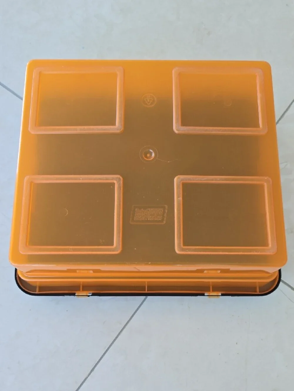 Plastic Storage Box with Snap Lid - Orange & Black - 12